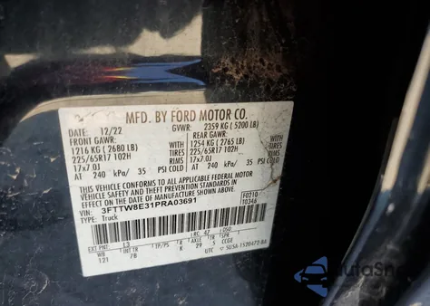 2023 Ford Maverick Xl z USA, uszkodzony, nr VIN 3FTTW8E31PRA03691